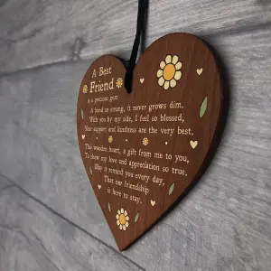 Red Ocean Best Friend Sign Poem Wooden Heart Thank You Gift For Best Friend Birthday Gift For Her Friendship Sign