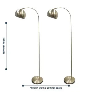 First Choice Lighting Set of 2 Satin Nickel Dome Floor Lights