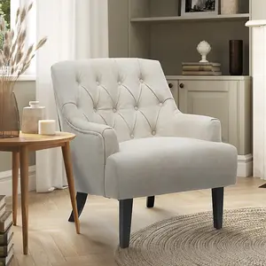 Faux Leather Suede Cream Lydia Accent Chair