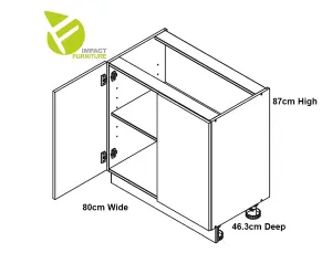 Kitchen Base Unit 800mm Cabinet Double Door 80cm Cupboard Light Grey Gloss Star