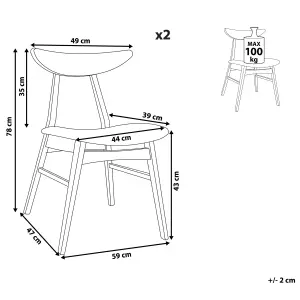 Set of 2 Dining Chairs LYNN Rubberwood Dark Grey