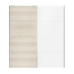 Atomia Panelled White oak effect 2 door Sliding Wardrobe Door kit (H)2250mm (W)2000mm