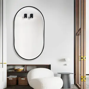 Chaya Metal Flat Wall Mirror MATT BLACK/bevel edge / 152cm H x 56cm W