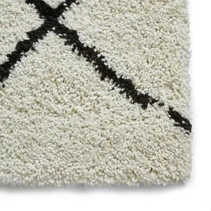 White Black Shaggy Moroccan Modern Geometric Rug for Living Room Bedroom and Dining Room-200cm X 290cm