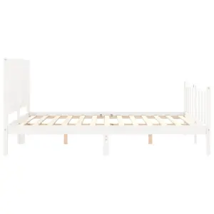 Berkfield Bed Frame with Headboard White 160x200 cm Solid Wood