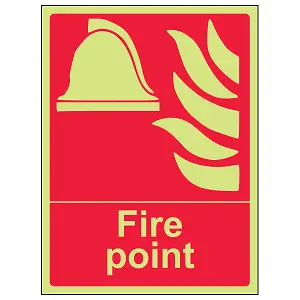 Fire Point Equipment Safety Sign - Glow in the Dark - 150x200mm (x3)