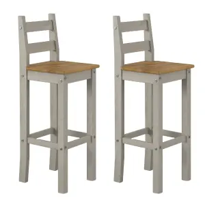 Grey wax PAIR of Corona high breakfast bar chairs