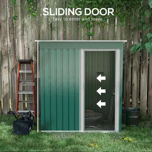 Outsunny 5 x 3ft Garden Storage Shed Sliding Door Sloped Roof Tool Green