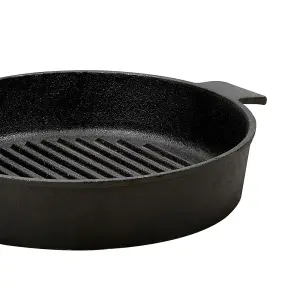 24cm Dia Black Frying Pans Round Cast Iron Grill Pan