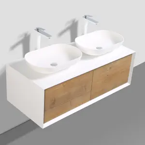 Declan White & Oak Wall Mounted Vanity Unit & Basin Set (W)1200mm (H)400mm