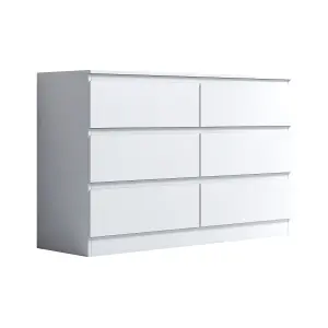 White Chest Of 6 Drawers Scratch Resistant Bedroom Furniture