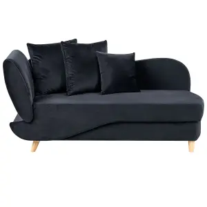 Left Hand Velvet Chaise Lounge with Storage Black MERI II