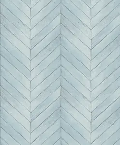 Galerie Organic Textures Turquoise Chevron Wood Textured Wallpaper