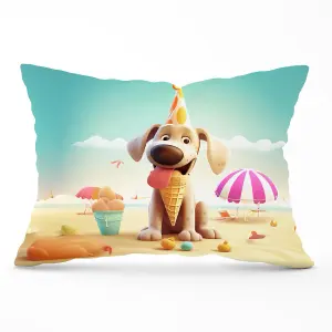 Dog On A Beach Holiday Cushions 33cm x 48cm