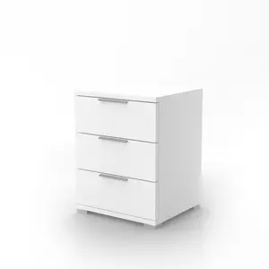 Machias 3 Drawer Bedside Table White