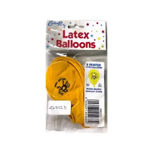 Creative Party Monkeyin Around Latex Printed Happy Birthday Balloons (Pack of 6) Yellow/Black (One Size)