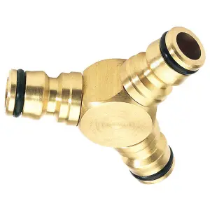 1/2" Male Y Splitter Piece Brass Three Way Garden Hose Male Quick Connector