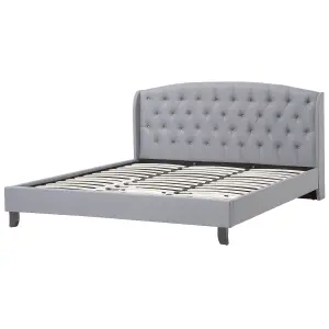 Fabric EU Super King Size Bed Grey BORDEAUX