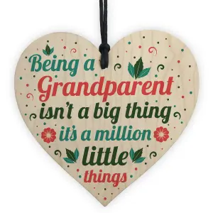 Red Ocean Grandma And Grandpa Gifts For Nan And Grandad Wooden Heart Birthday Christmas Grandparent Gift