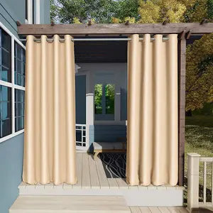 Weatherproof Wind Resistant Curtains,Thermal Eyelet Sun Protection,Full Blackout Gazebo Curtains ,132 x 274cm Off White,1 Panel