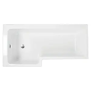 Lazaro Left Hand White Super-Strong Acrylic L-Shaped Shower Bath (L)1700mm (W)820mm