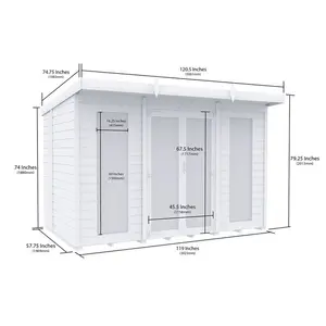 10ft x 5ft Pent Summer House (Full Height Window)