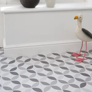 D-C-Fix Grey & White Geometric Tile effect Self-adhesive Vinyl tile, 1.2m²