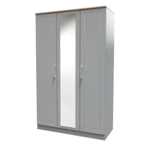 Kent Ready assembled Traditional Matt dusk grey & oak Large Triple Wardrobe (H)1825mm (W)1110mm (D)530mm