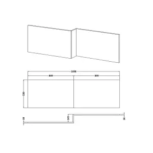 Dezine Cubo 1700 x 850mm L Shaped Left Hand Shower Bath with Panel and Bath Screen