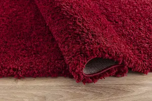 Modern Extra Large Small Soft 5cm Shaggy Non Slip Bedroom Living Room Carpet Runner Area Rug - Red 60 x 110 cm