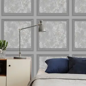 Fresco Urban Texture Grey Panel Wallpaper