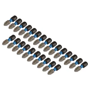 Draper Expert PZ-Type Impact Screwdriver Bits, No.2 x 25mm, 1/4" Hex (Pack of 25) 05689