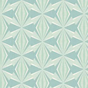 Hoopla Walls Sunray Diamond Teal Blue 10m Wallpaper Matt Smooth