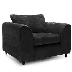 Zina Black Chenille Fabric Armchair Single Seater