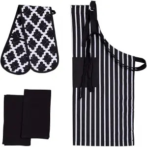 Penguin Home Apron, Double Oven Glove and 2 Kitchen Tea Towels Set