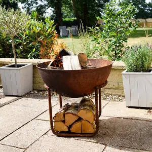 Outdoor XL Cast Iron Fire Pit in Rust H49cm W80cm