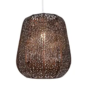 Traditional Moroccan Styled Easy Fit Pendant Light Shade in Matt Bronze Finish