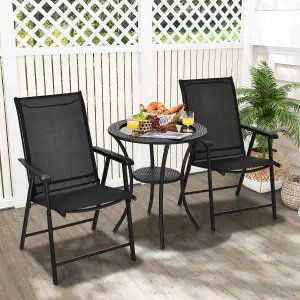 Costway Set of 2 Folding Chairs Outdoor Dining Garden Chairs Armchair with Armrests