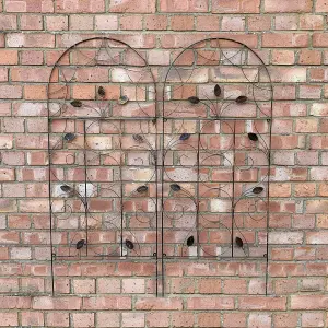 Set of 2 Leaf Design Metal Trellis (120cm x 50cm)