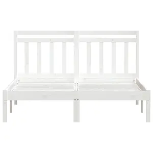 Berkfield Bed Frame White Solid Wood Pine 140x200 cm