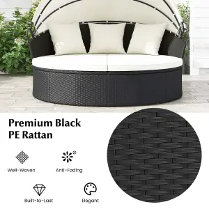 Costway Patio Round Wicker Daybed Clamshell Separated Seating Sectional Sofa