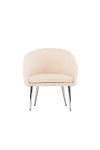 Comfy Wanda Armchair, Beige Seat with Silver Steel Legs