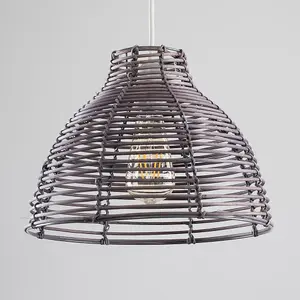 ValueLights Lobster Wicker Rattan Grey Ceiling Pendant Light Shade