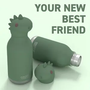 Stainless Steel Dinosaur Bestie Water Bottle with Reusable Flexi Straw 475ml