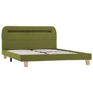 Berkfield Bed Frame with LED Green Fabric 135x190 cm 4FT6 Double