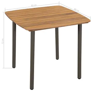 Berkfield Garden Table 80x80x72cm Solid Acacia Wood and Steel