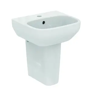 Ideal Standard i.life S Gloss White Rectangular Wall-mounted Semi-pedestal Basin (H)48.5cm (W)50cm