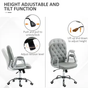 Vinsetto Office Chair PU Diamante Padded Ergonomic 360 degree Swivel Grey