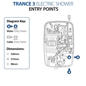 Triton Trance 3 Satin White Chrome effect Electric Shower, 9.5kW