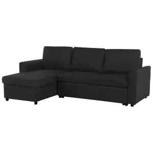 Right-Hand Corner Sofa NESNA Black Fabric Right Hand